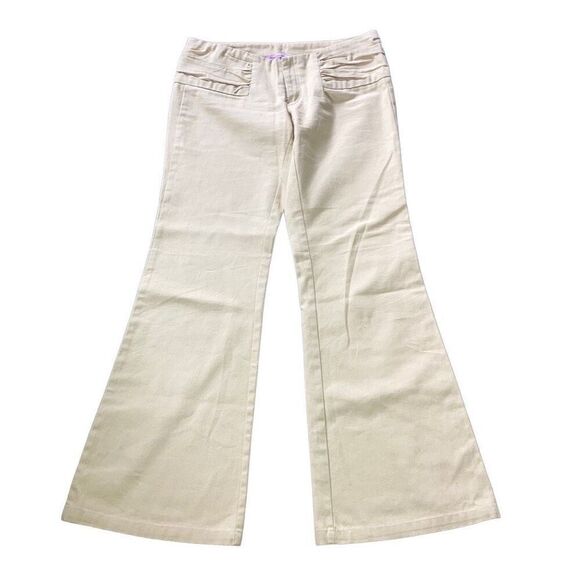 Vintage Y2K Pleated Frost French Low Rise Flare Leg Dress Pants Trousers Size 26 - Picture 1 of 5